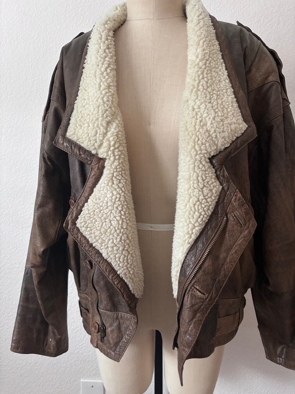 Cosi Puomo - Men's Vintage Leather Aviator Bomber Jacket Size M - Picture 1 of 15